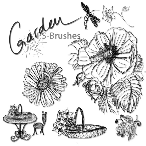 Line Art Garden - Brushes - Fbrushes Line Art Garden - Brushes - Fbrushes
